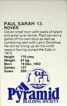 1980 Pyramid Geelong Cats #13 Paul Sarah Back